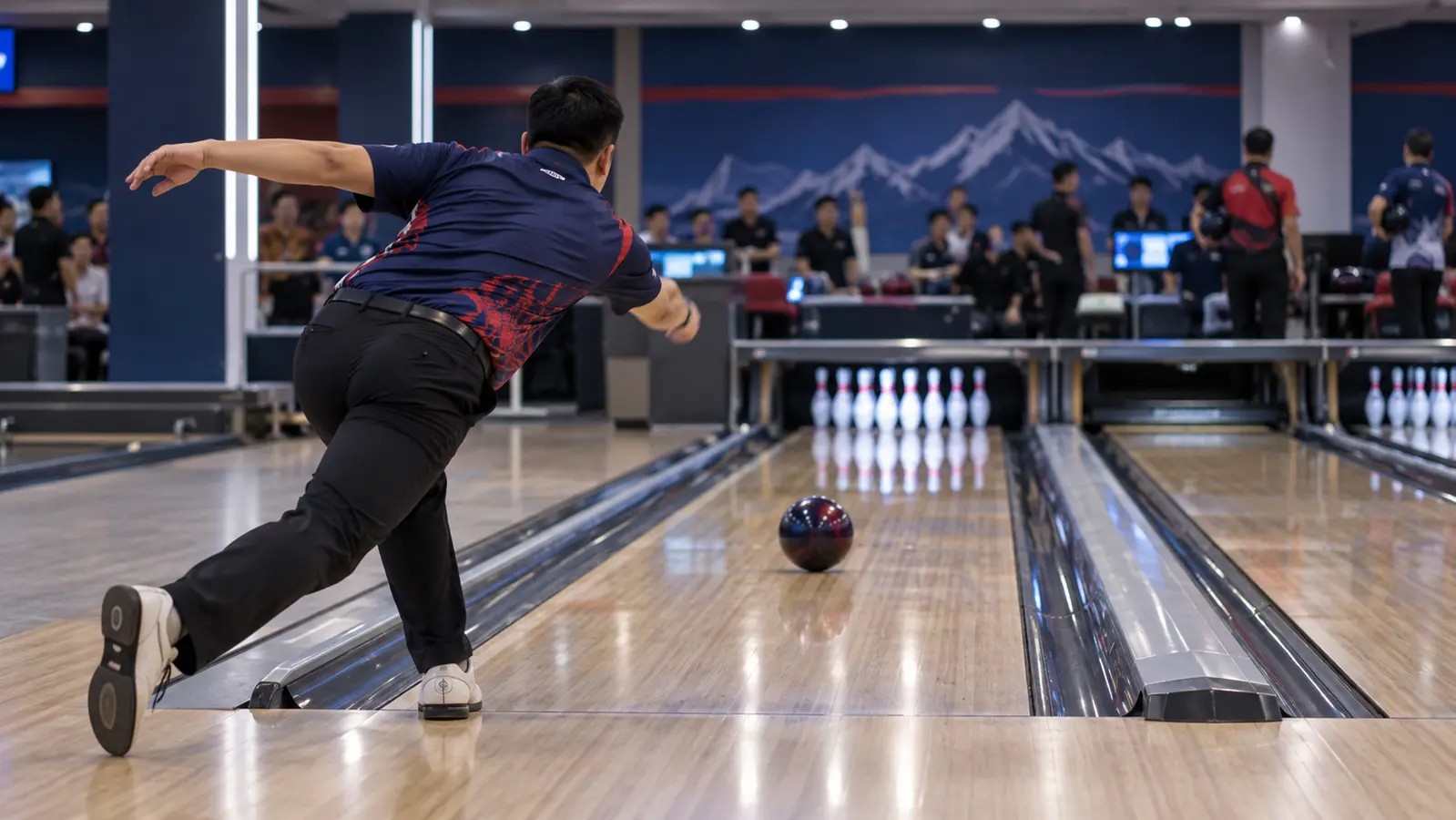 Bowler competing in an indoor tournament